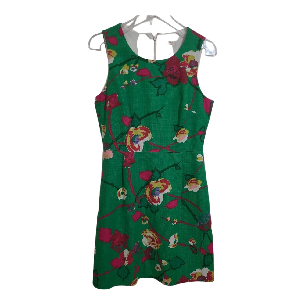 J Crew Green Floral Cotton Dress Sz 6